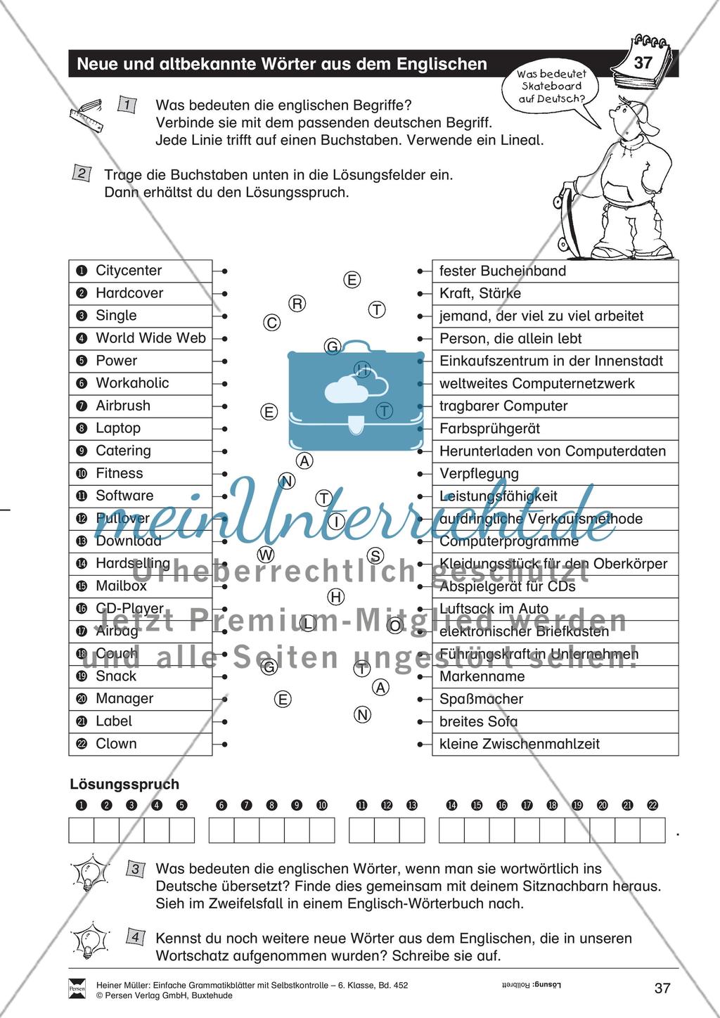 Zusammengesetzte Wörter: Übungen und Lösung Preview 2