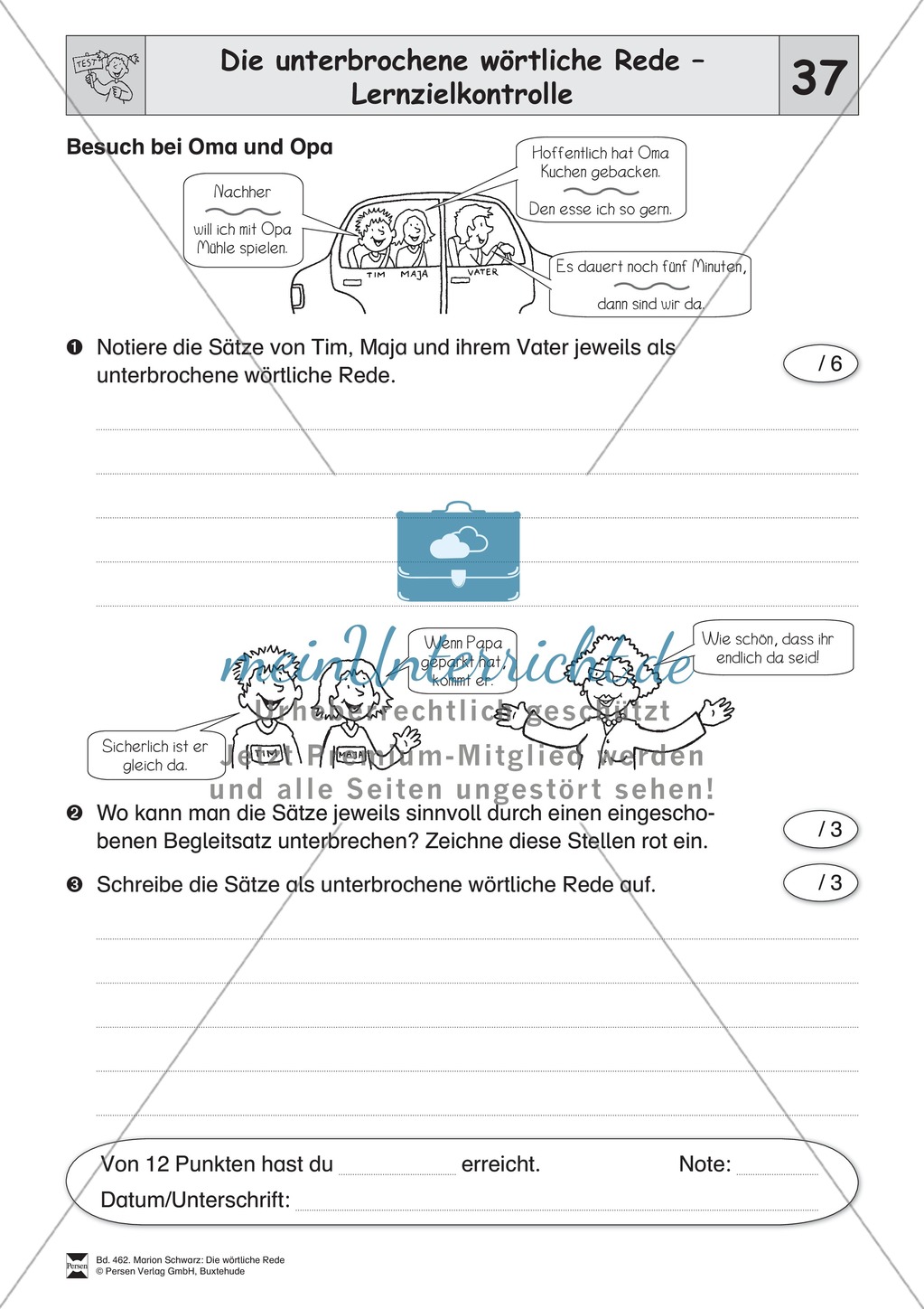 Die wörtliche Rede - Umfassendes Übungsmaterial für die 3./4. Klasse: Lernzielkontrolle mit Lösungen Preview 3