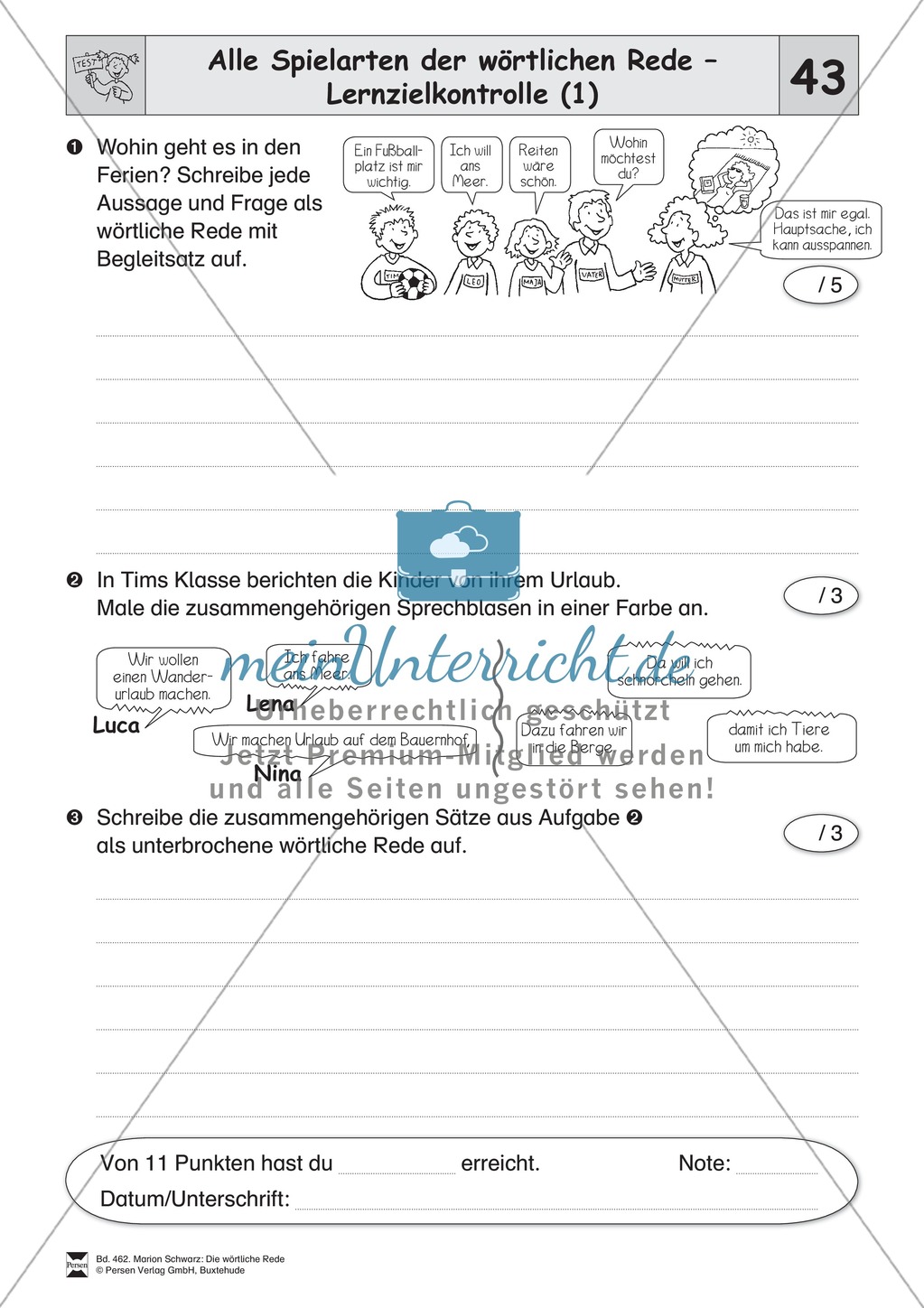 Die wörtliche Rede - Umfassendes Übungsmaterial für die 3./4. Klasse: Lernzielkontrolle mit Lösungen Preview 4