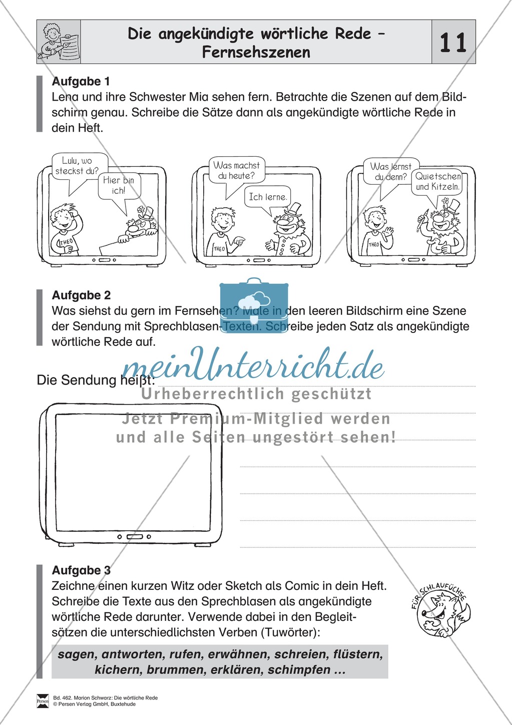 Die wörtliche Rede - Umfassendes Übungsmaterial für die 3./4. Klasse: Merkblätter, Arbeitsblätter und Lösungsblätter Preview 11