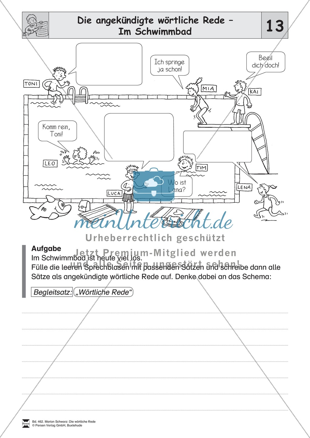Die wörtliche Rede - Umfassendes Übungsmaterial für die 3./4. Klasse: Merkblätter, Arbeitsblätter und Lösungsblätter Preview 13