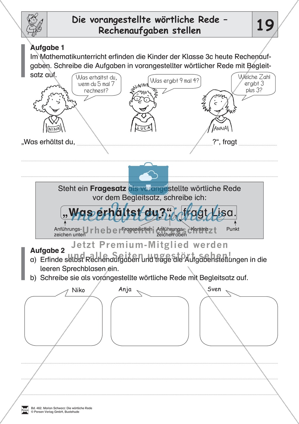 Die wörtliche Rede - Umfassendes Übungsmaterial für die 3./4. Klasse: Merkblätter, Arbeitsblätter und Lösungsblätter Preview 18