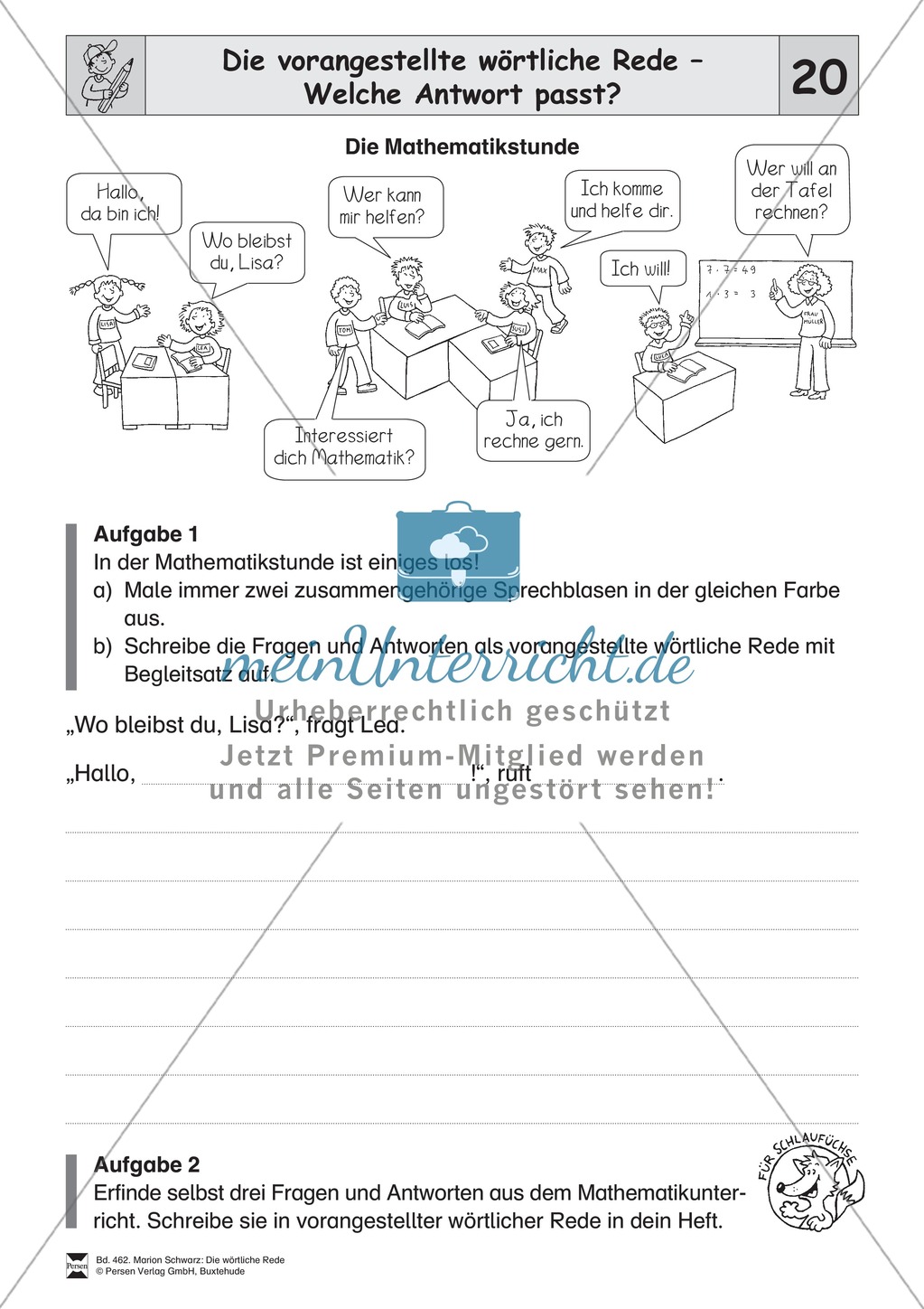 Die wörtliche Rede - Umfassendes Übungsmaterial für die 3./4. Klasse: Merkblätter, Arbeitsblätter und Lösungsblätter Preview 19