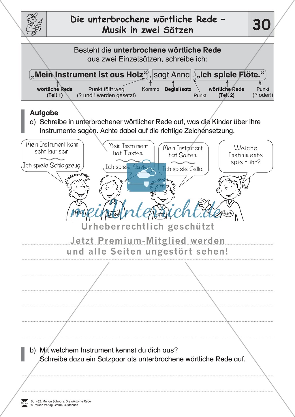 Die wörtliche Rede - Umfassendes Übungsmaterial für die 3./4. Klasse: Merkblätter, Arbeitsblätter und Lösungsblätter Preview 28