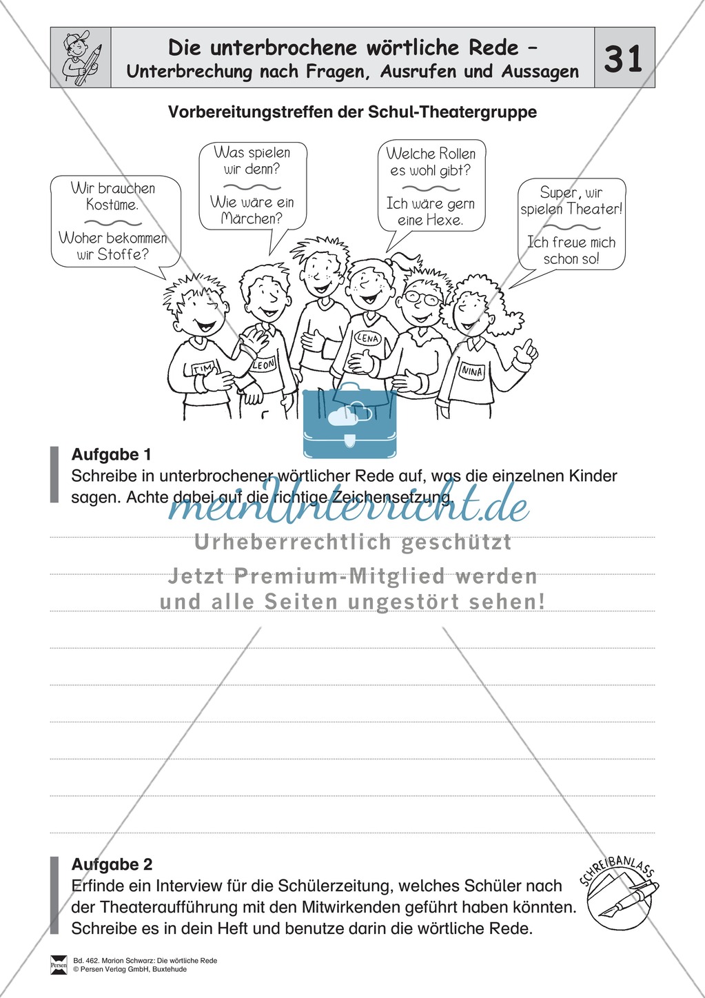 Die wörtliche Rede - Umfassendes Übungsmaterial für die 3./4. Klasse: Merkblätter, Arbeitsblätter und Lösungsblätter Preview 29