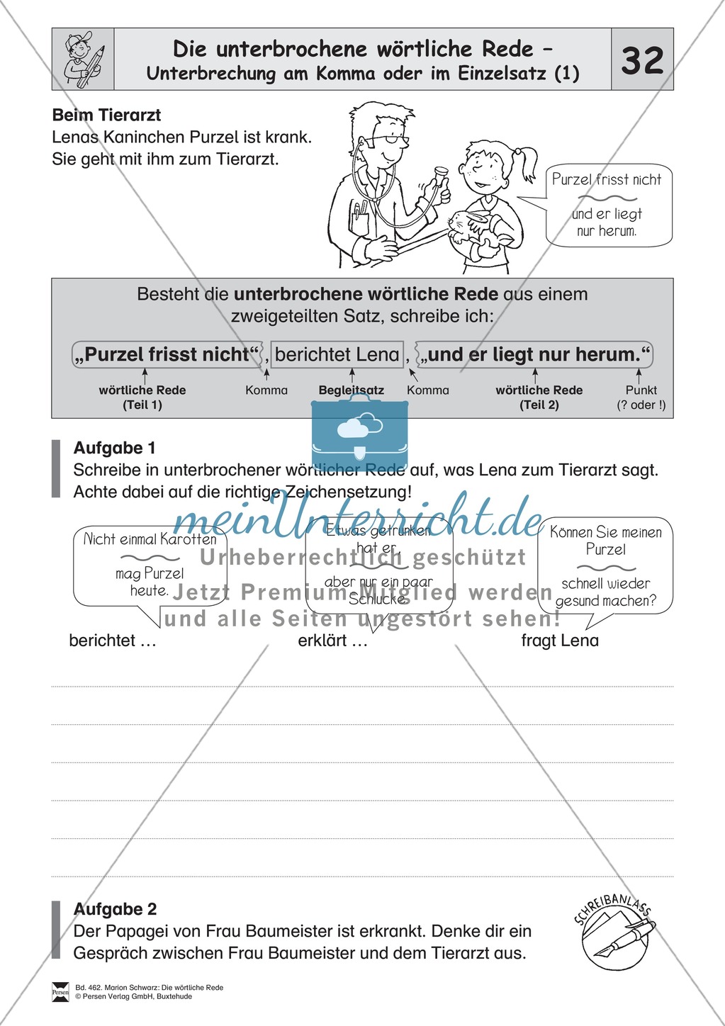 Die wörtliche Rede - Umfassendes Übungsmaterial für die 3./4. Klasse: Merkblätter, Arbeitsblätter und Lösungsblätter Preview 30