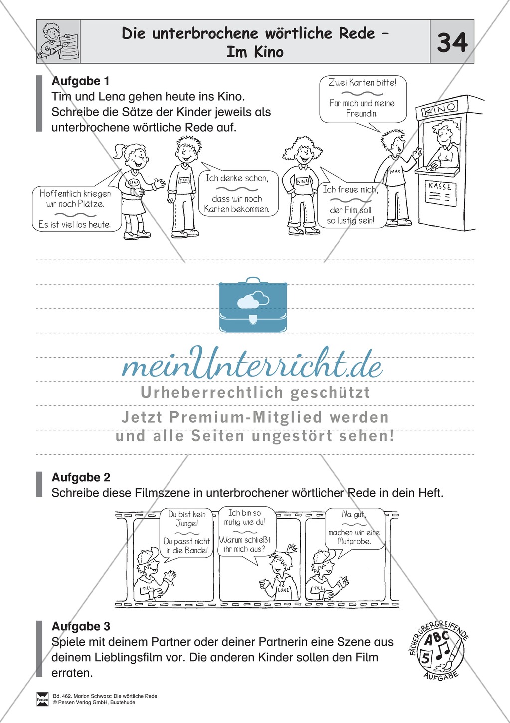 Die wörtliche Rede - Umfassendes Übungsmaterial für die 3./4. Klasse: Merkblätter, Arbeitsblätter und Lösungsblätter Preview 32