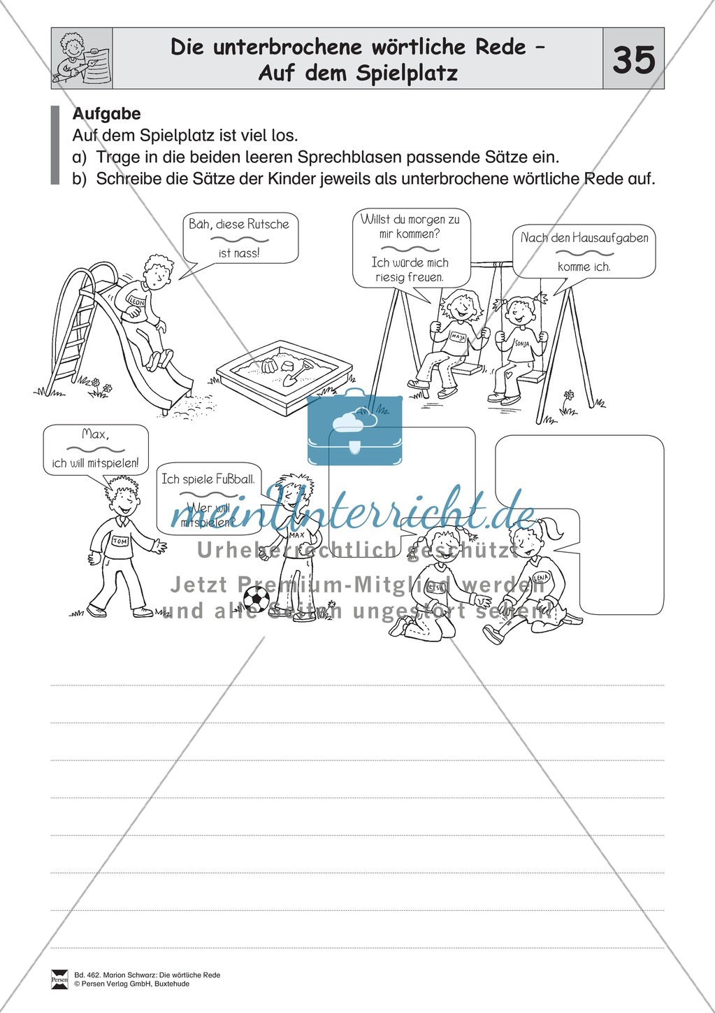 Die wörtliche Rede - Umfassendes Übungsmaterial für die 3./4. Klasse: Merkblätter, Arbeitsblätter und Lösungsblätter Preview 33
