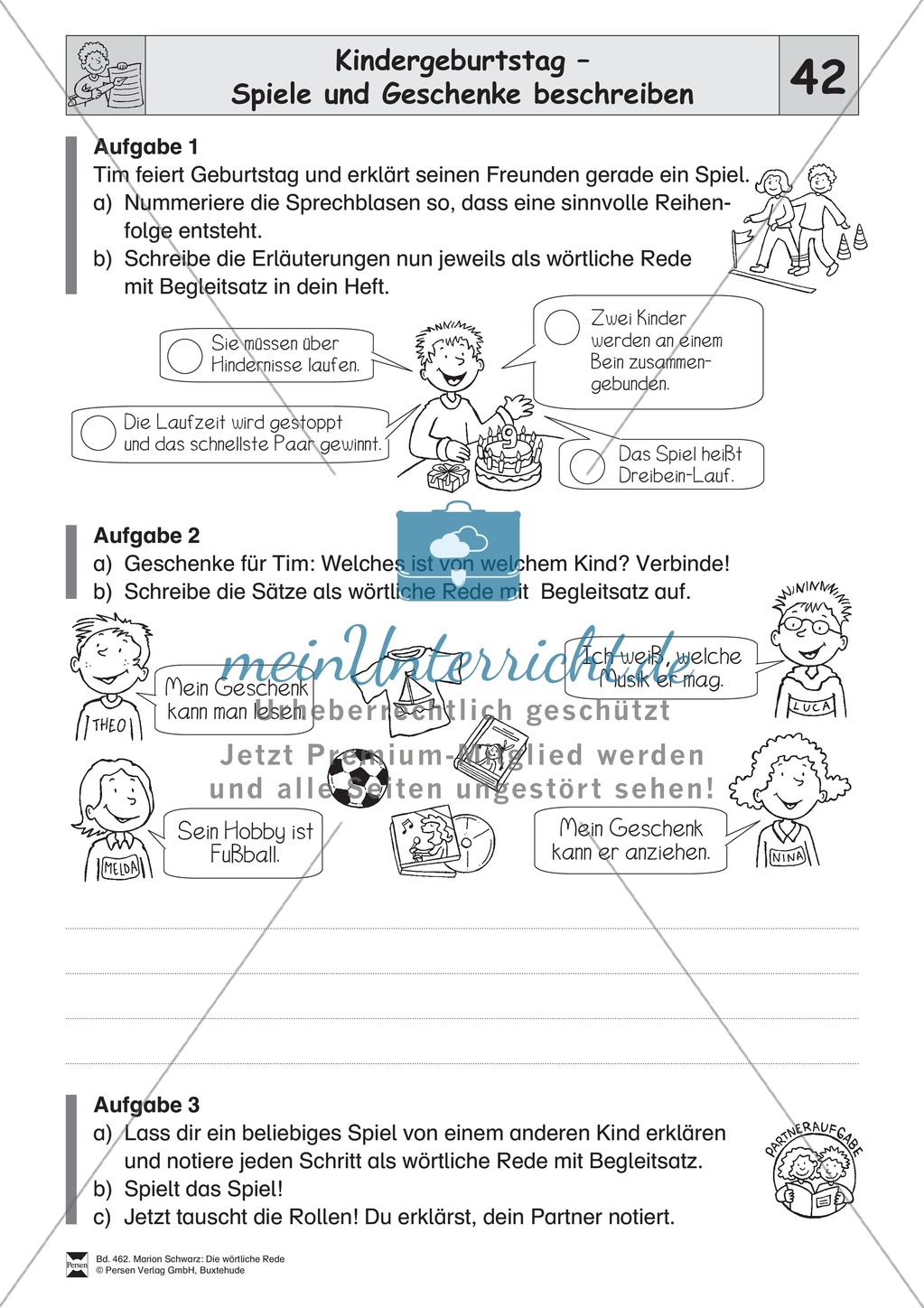 Die wörtliche Rede - Umfassendes Übungsmaterial für die 3./4. Klasse: Merkblätter, Arbeitsblätter und Lösungsblätter Preview 39