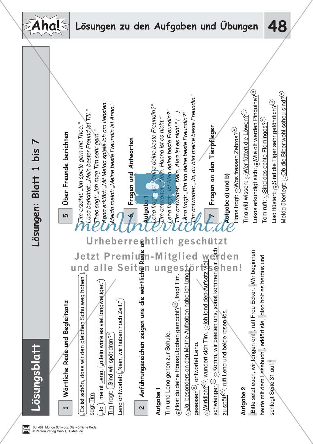 Die wörtliche Rede - Umfassendes Übungsmaterial für die 3./4. Klasse: Merkblätter, Arbeitsblätter und Lösungsblätter Preview 43