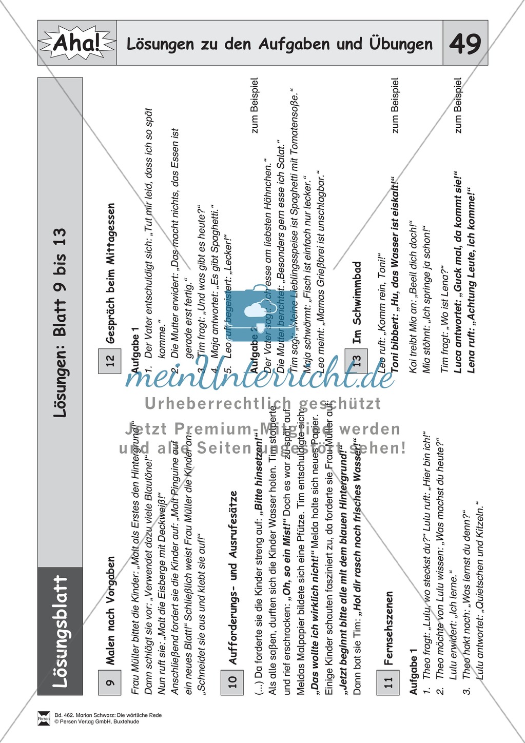 Die wörtliche Rede - Umfassendes Übungsmaterial für die 3./4. Klasse: Merkblätter, Arbeitsblätter und Lösungsblätter Preview 44