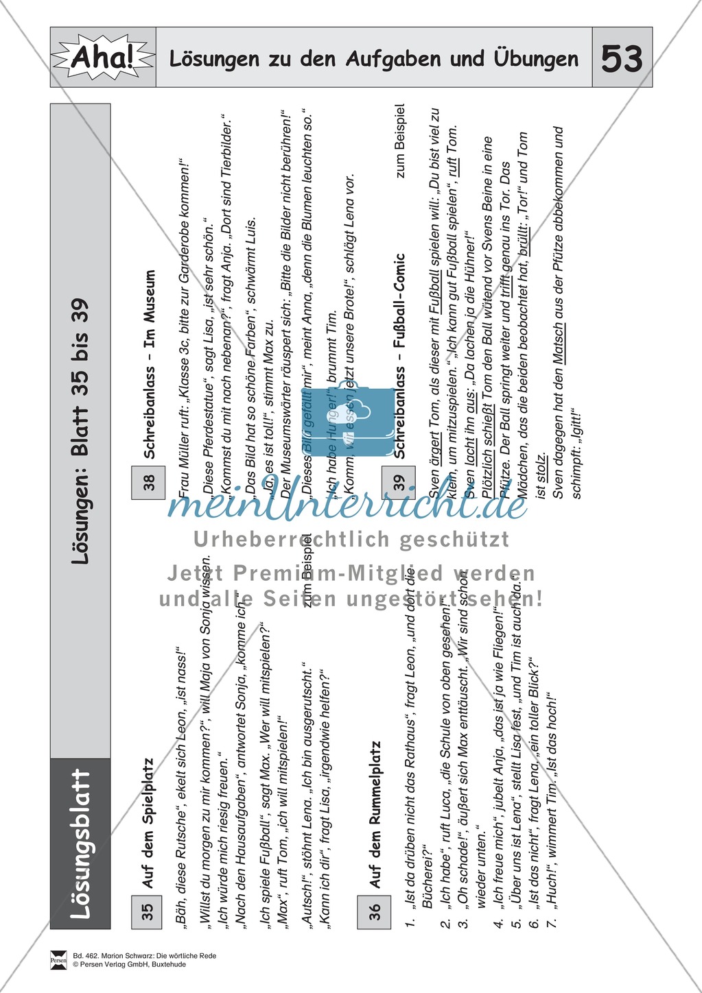 Die wörtliche Rede - Umfassendes Übungsmaterial für die 3./4. Klasse: Merkblätter, Arbeitsblätter und Lösungsblätter Preview 48