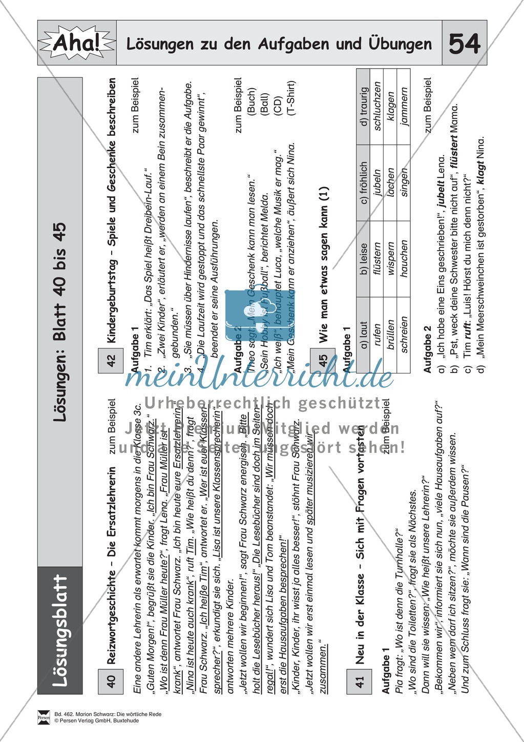 Die wörtliche Rede - Umfassendes Übungsmaterial für die 3./4. Klasse: Merkblätter, Arbeitsblätter und Lösungsblätter Preview 49