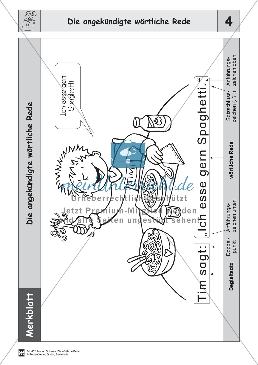 Die wörtliche Rede - Umfassendes Übungsmaterial für die 3./4. Klasse: Merkblätter, Arbeitsblätter und Lösungsblätter Preview 4