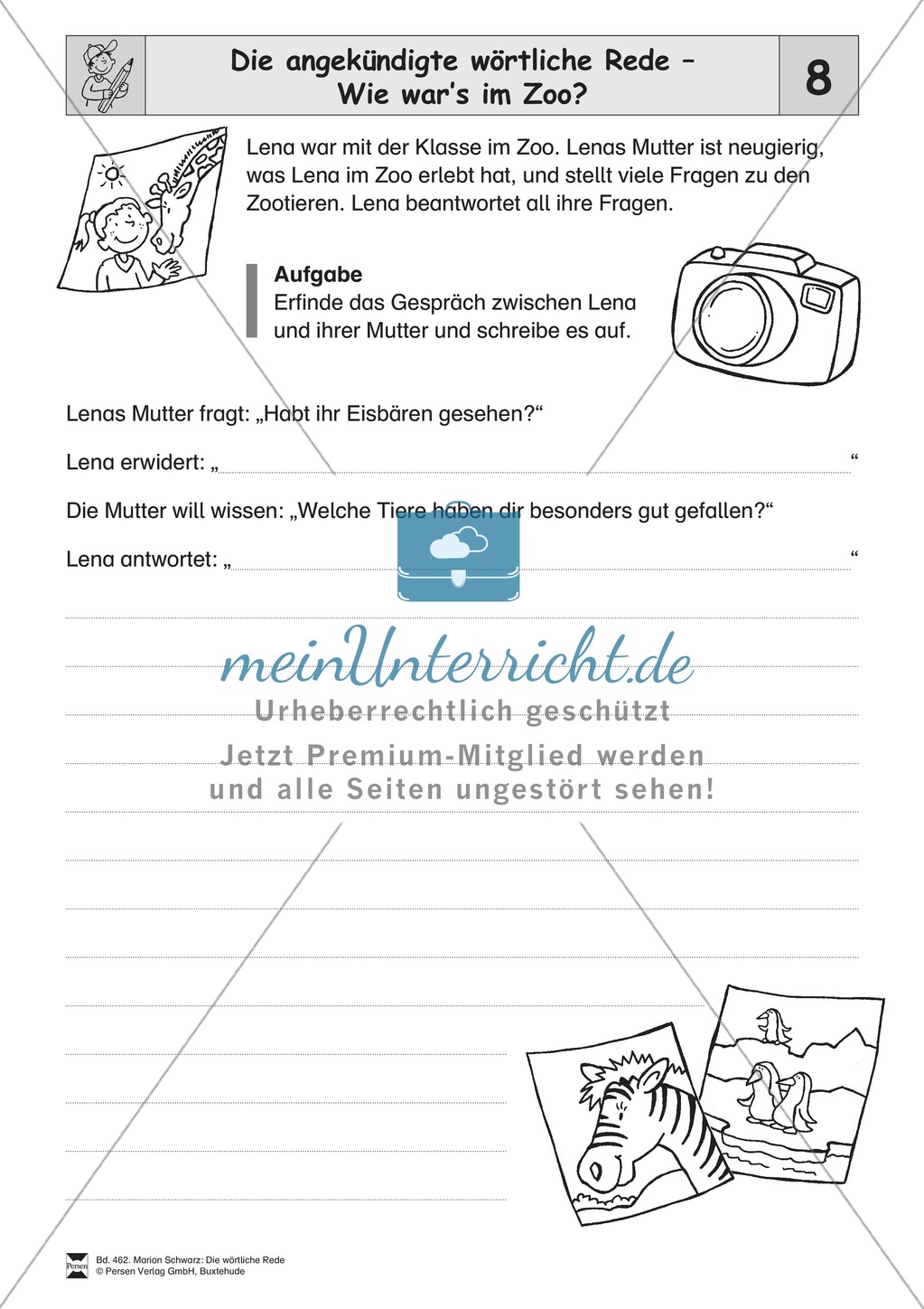 Die wörtliche Rede - Umfassendes Übungsmaterial für die 3./4. Klasse: Merkblätter, Arbeitsblätter und Lösungsblätter Preview 8