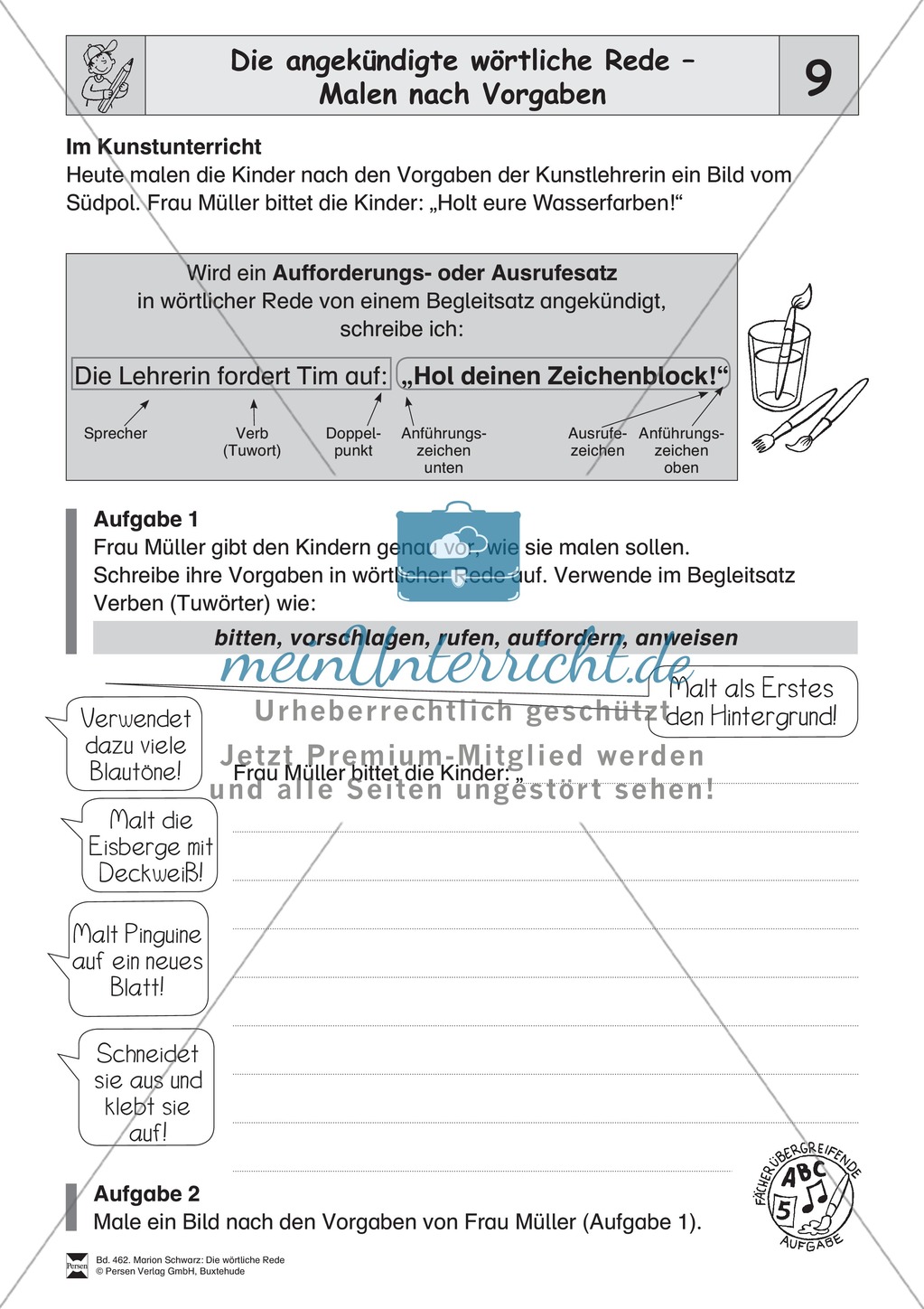 Die wörtliche Rede - Umfassendes Übungsmaterial für die 3./4. Klasse: Merkblätter, Arbeitsblätter und Lösungsblätter Preview 9