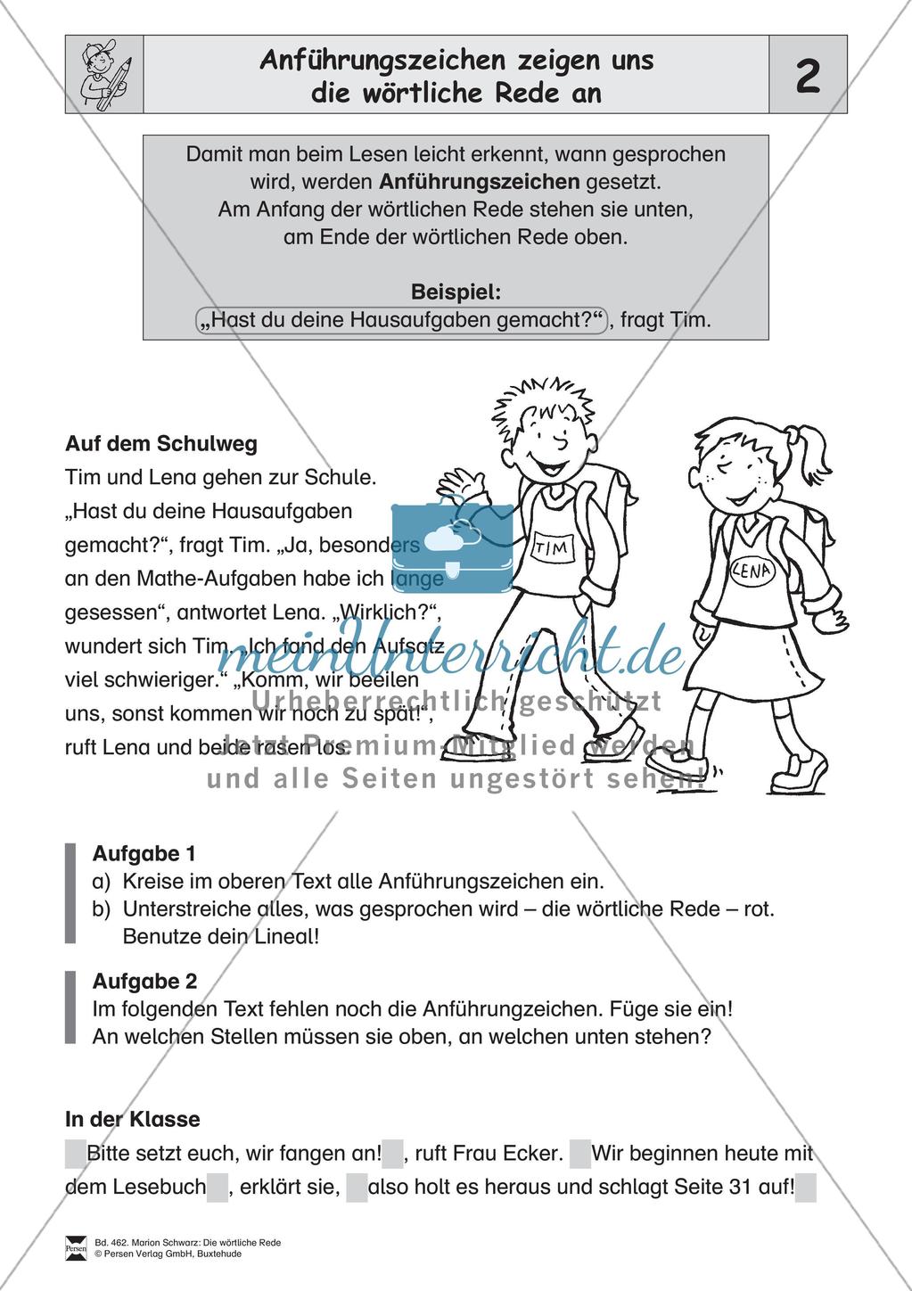 Wörtliche Rede und Begleitsatz Preview 3