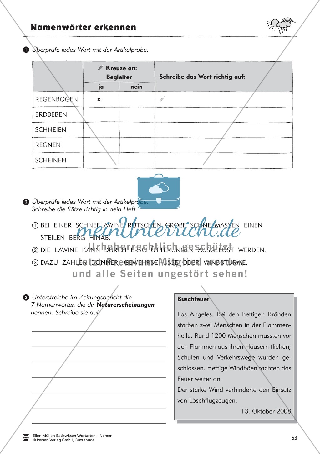 Namenwörter erkennen: Naturerscheinungen: Arbeitsblätter Preview 4