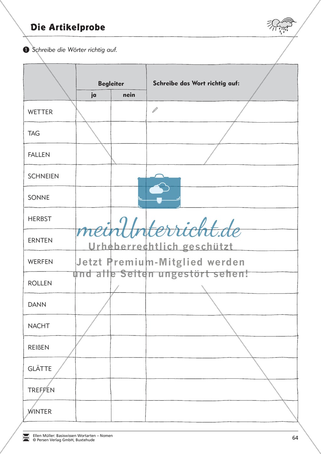 Namenwörter erkennen: Naturerscheinungen: Arbeitsblätter Preview 5