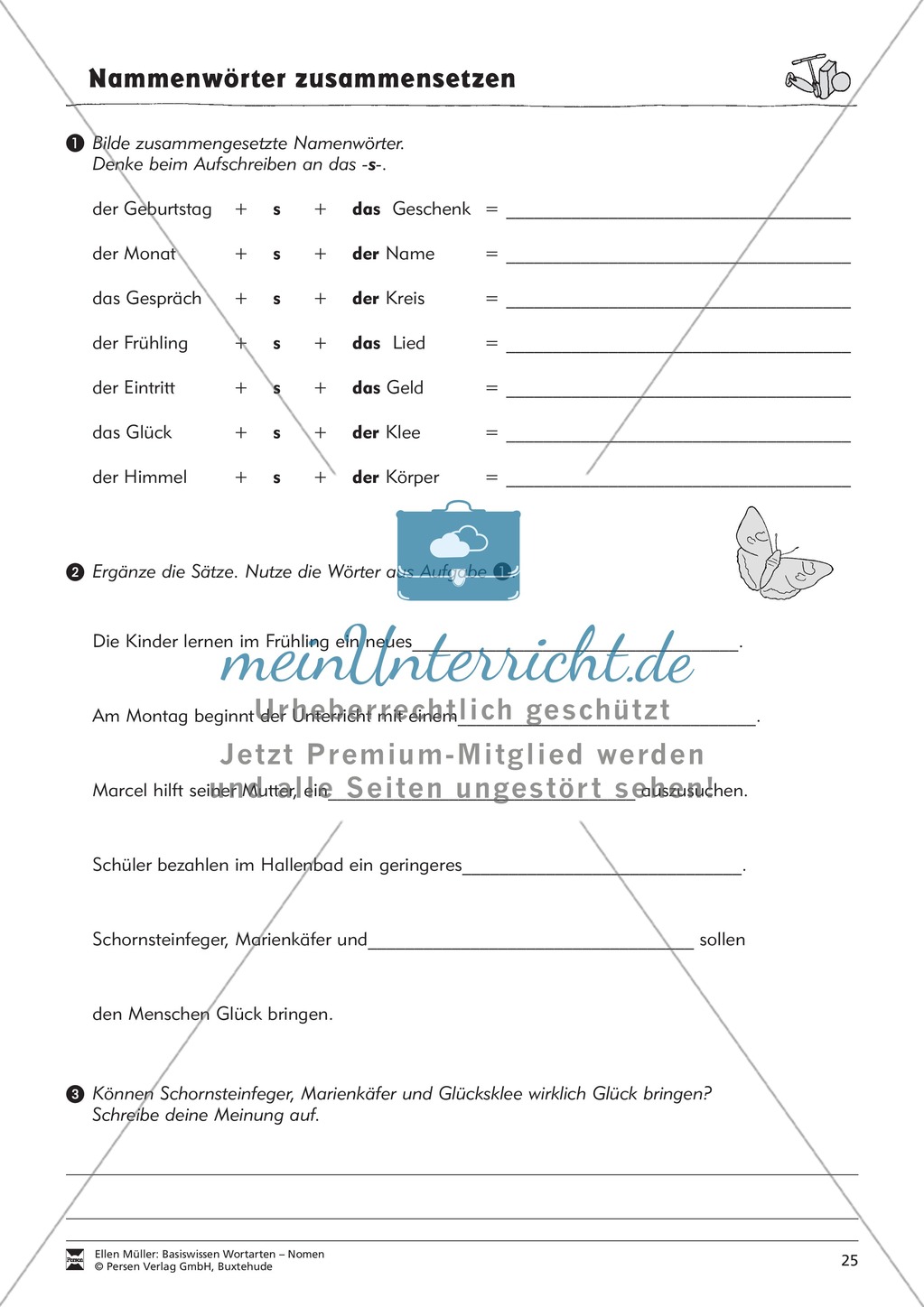 Namenwörter zusammensetzen: Arbeitsblätter Preview 10