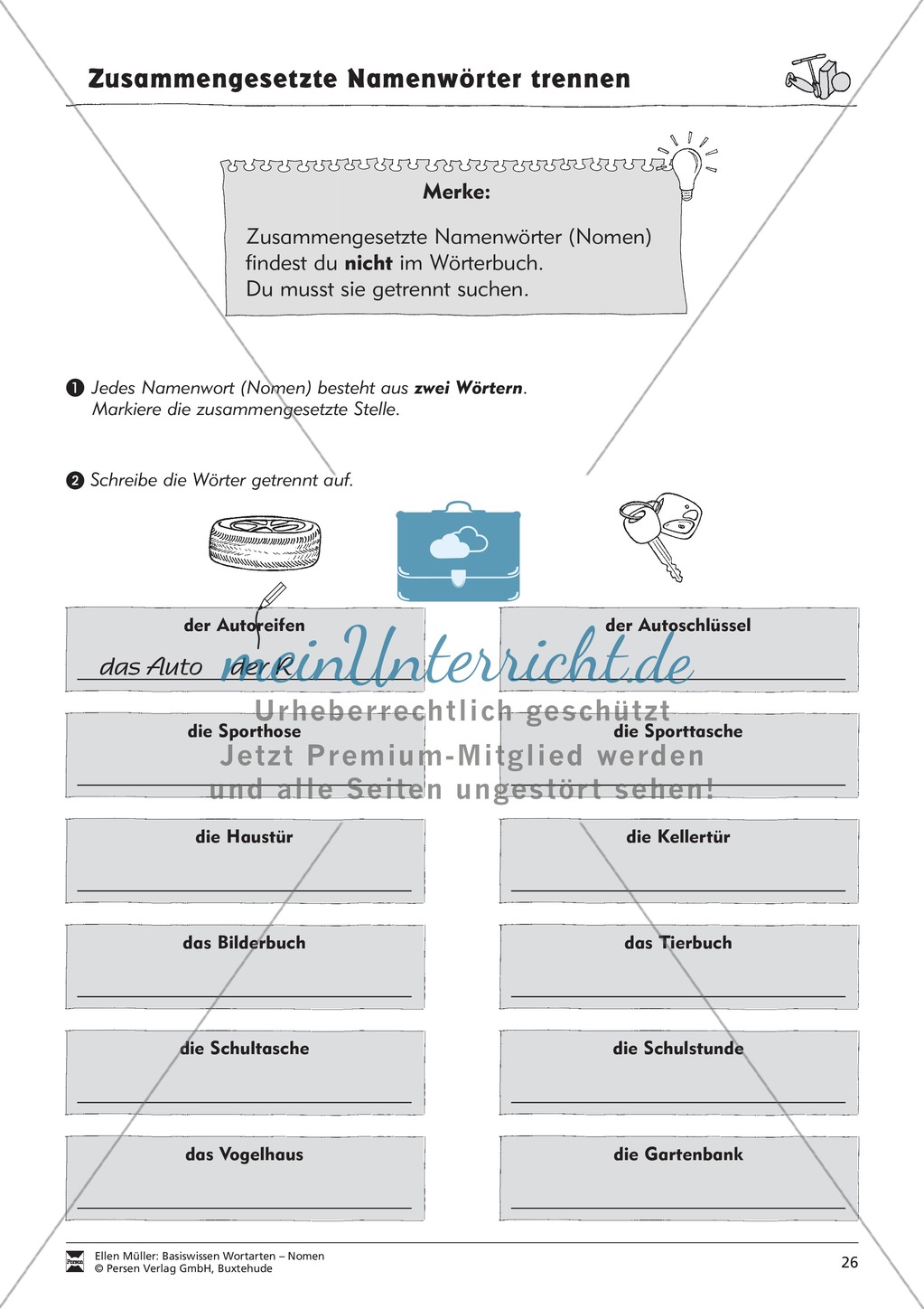 Namenwörter zusammensetzen: Arbeitsblätter Preview 11