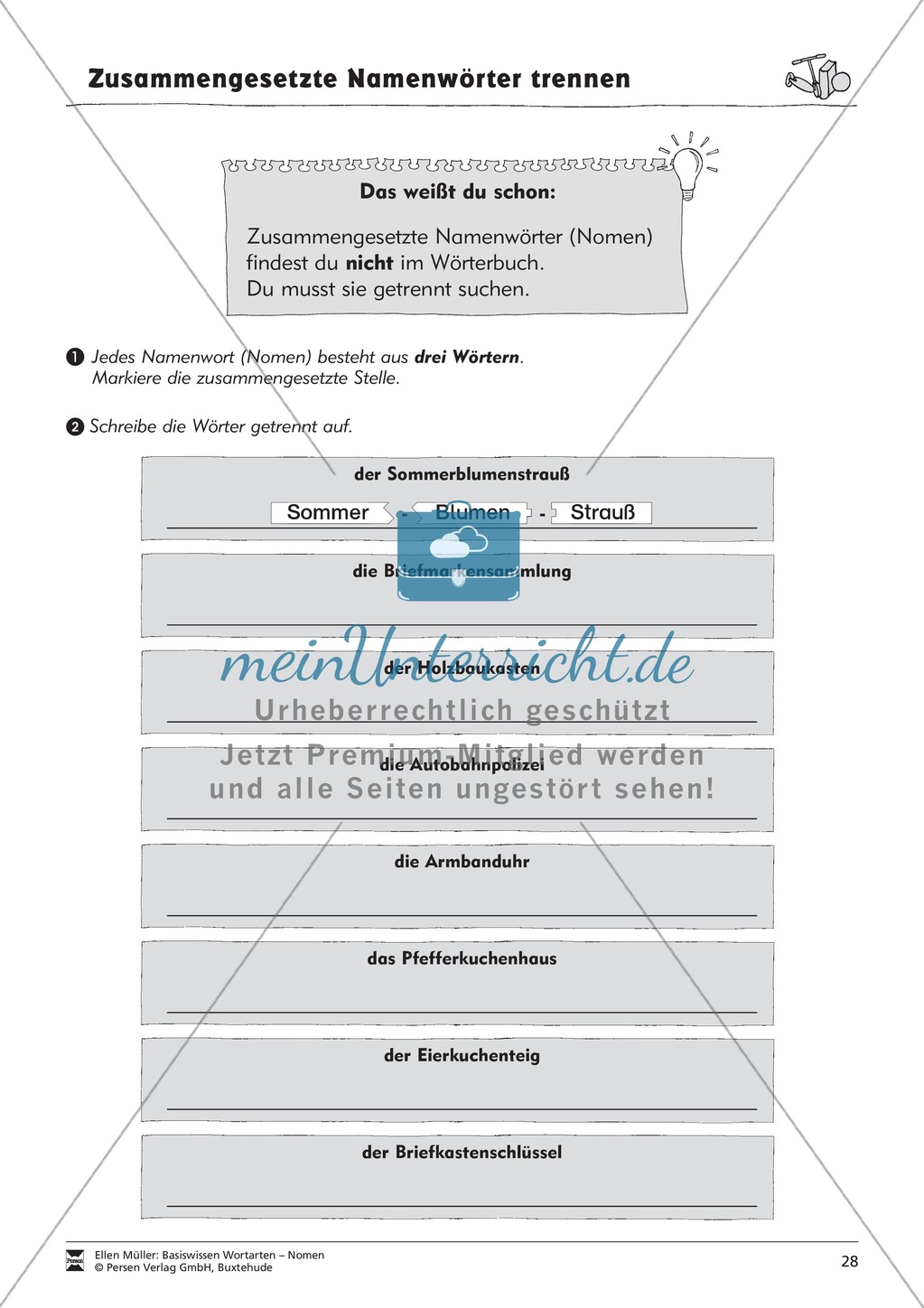 Namenwörter zusammensetzen: Arbeitsblätter Preview 13