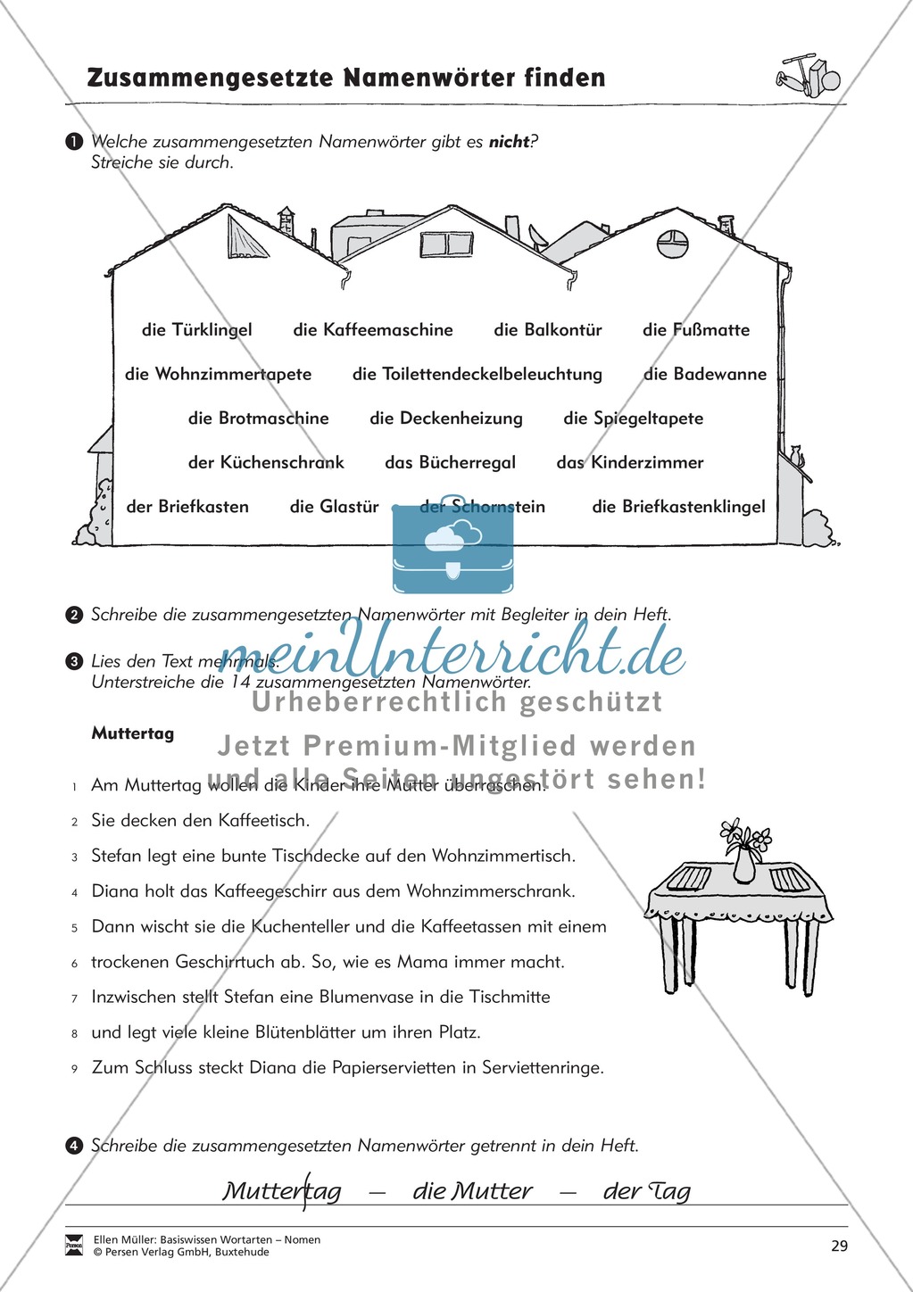 Namenwörter zusammensetzen: Arbeitsblätter Preview 14