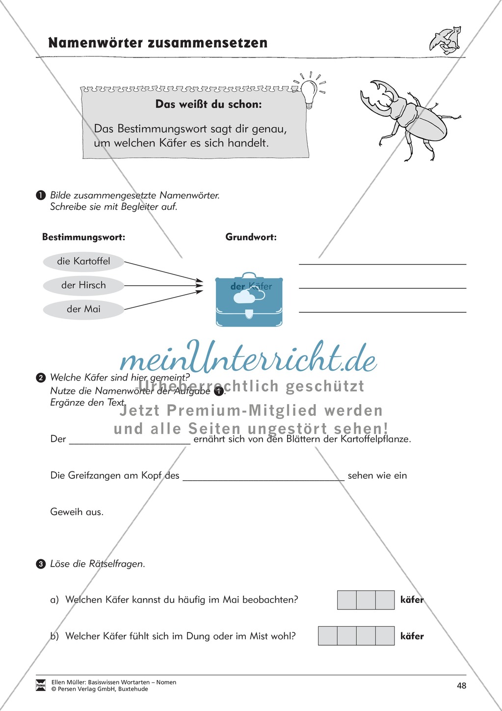 Namenwörter zusammensetzen: Arbeitsblätter Preview 15