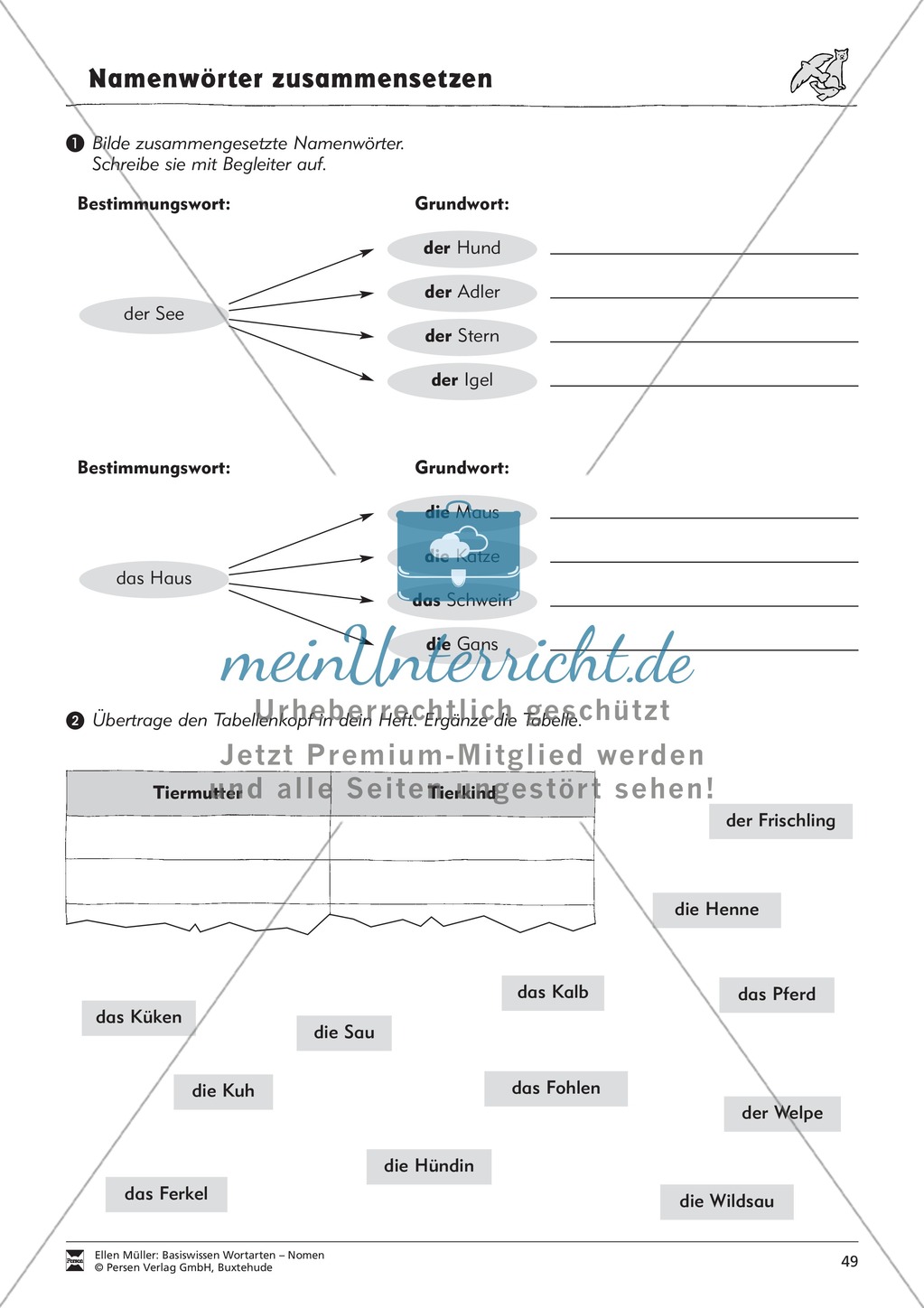 Namenwörter zusammensetzen: Arbeitsblätter Preview 16