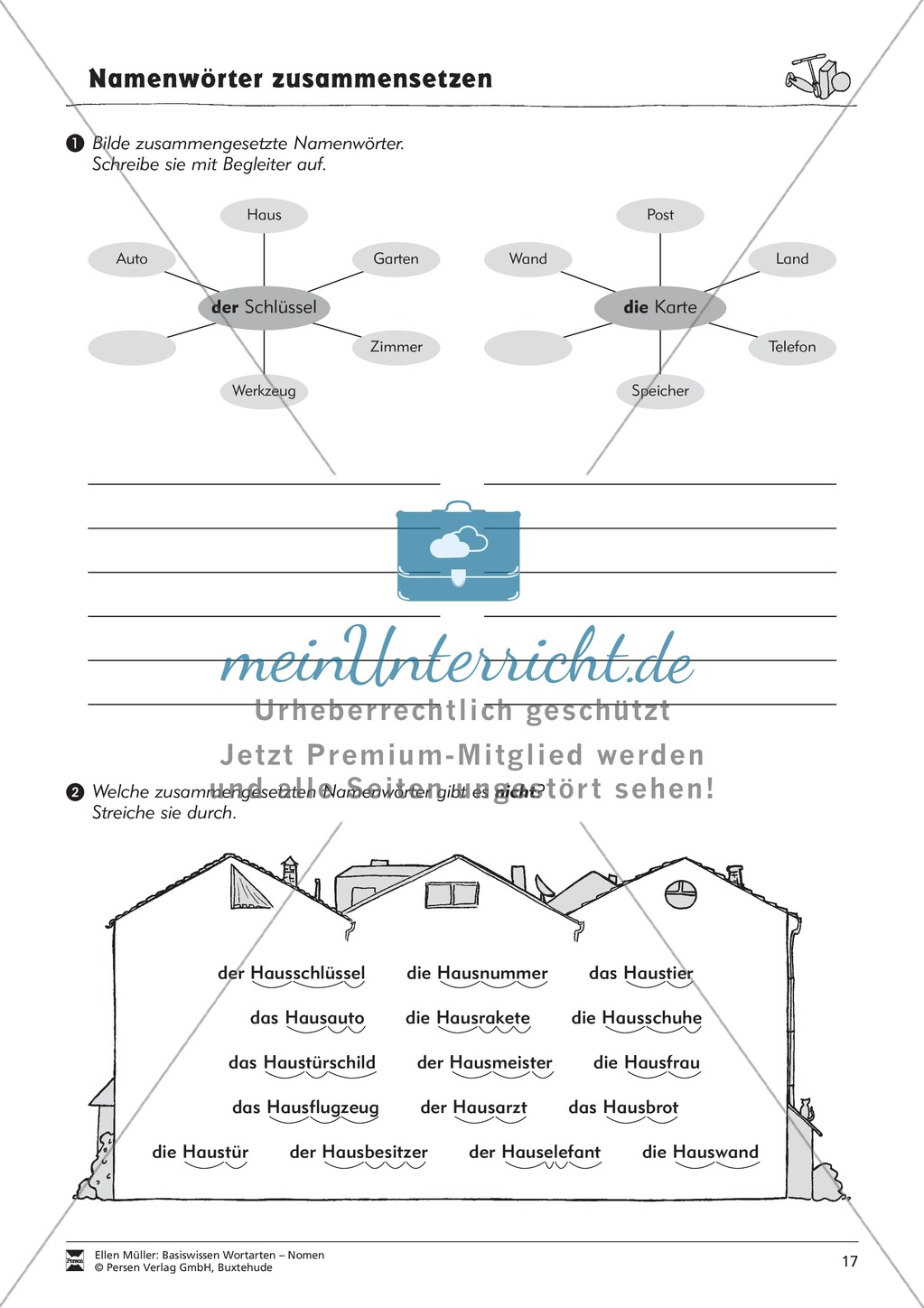 Namenwörter zusammensetzen: Arbeitsblätter Preview 2