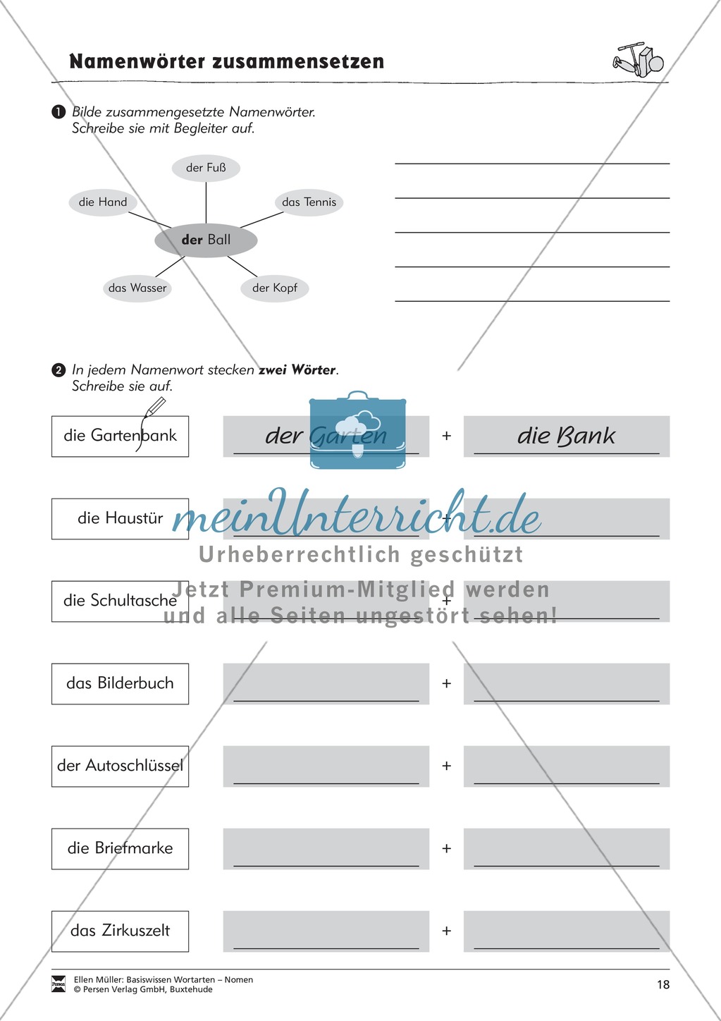 Namenwörter zusammensetzen: Arbeitsblätter Preview 3
