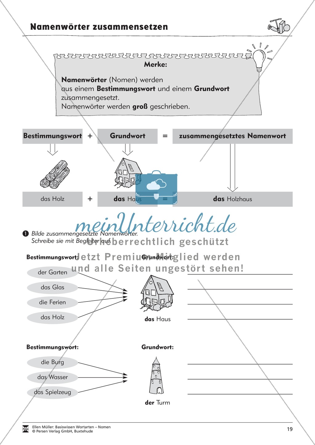 Namenwörter zusammensetzen: Arbeitsblätter Preview 4