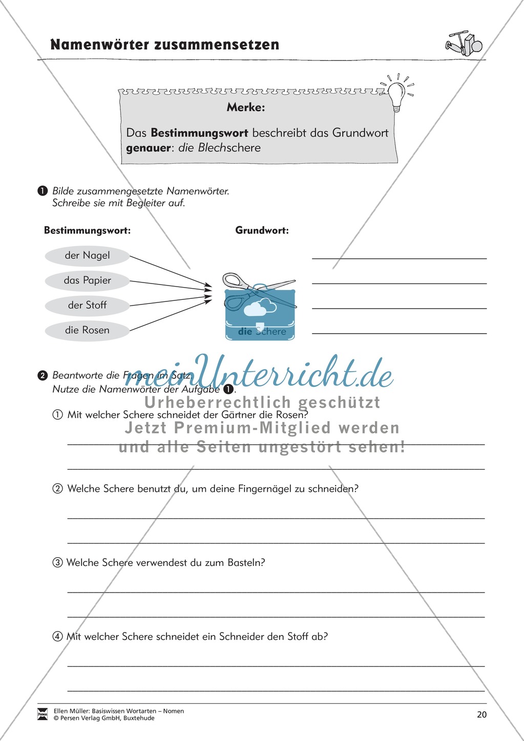 Namenwörter zusammensetzen: Arbeitsblätter Preview 5