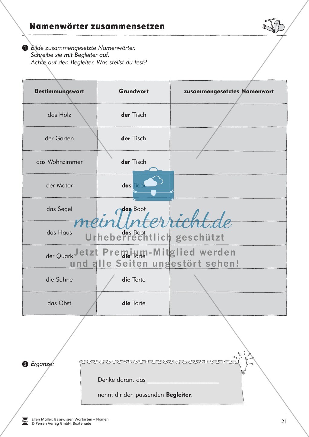 Namenwörter zusammensetzen: Arbeitsblätter Preview 6