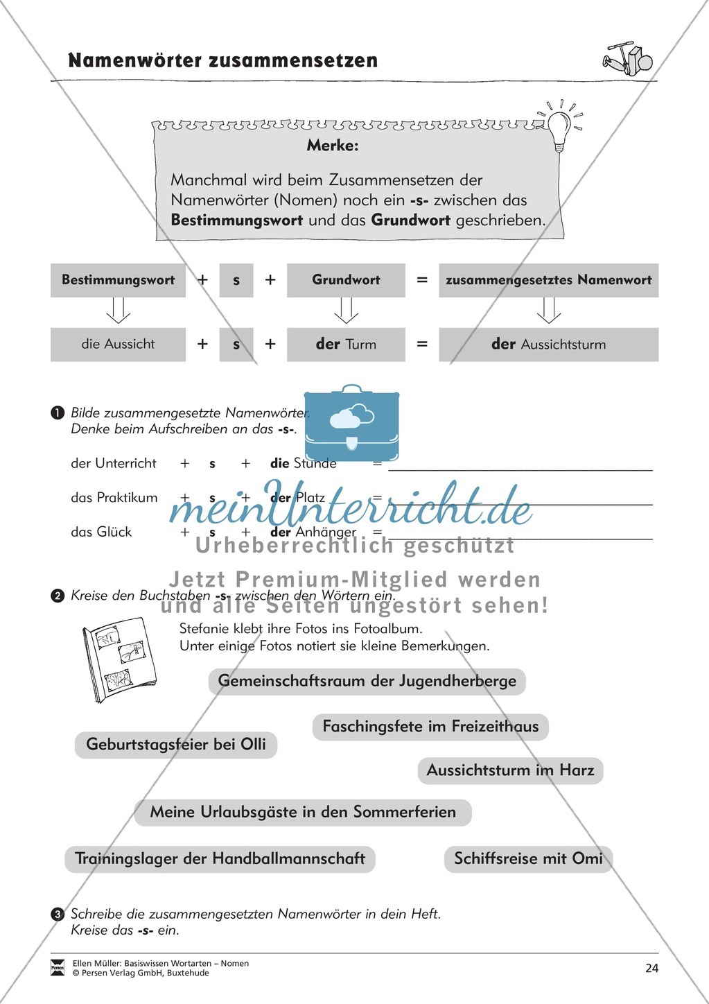 Namenwörter zusammensetzen: Arbeitsblätter Preview 9