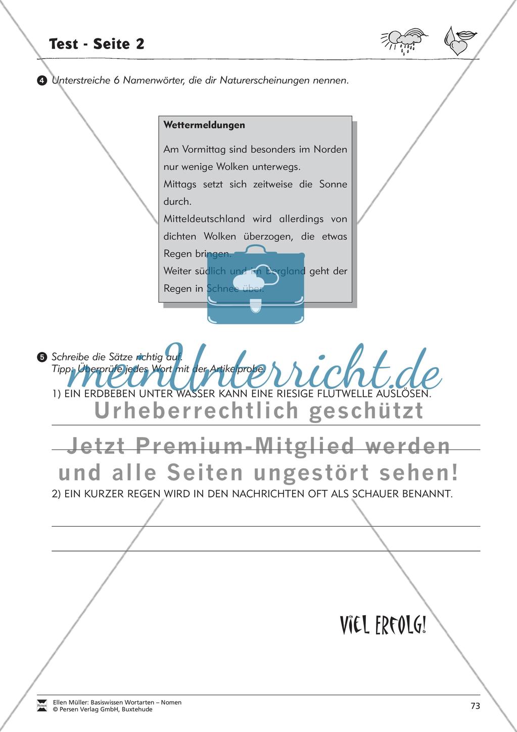 Namenwörter erkennen: Gefühle und Begriffe: Arbeitsblätter und Test Preview 9