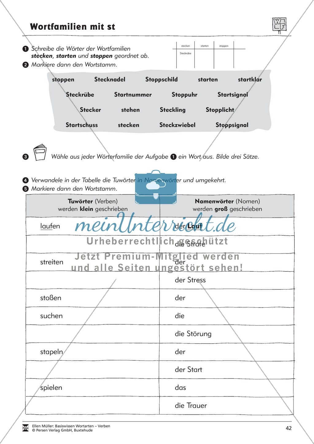Tuwörter in Wortfamilien: Arbeitsblätter Preview 4