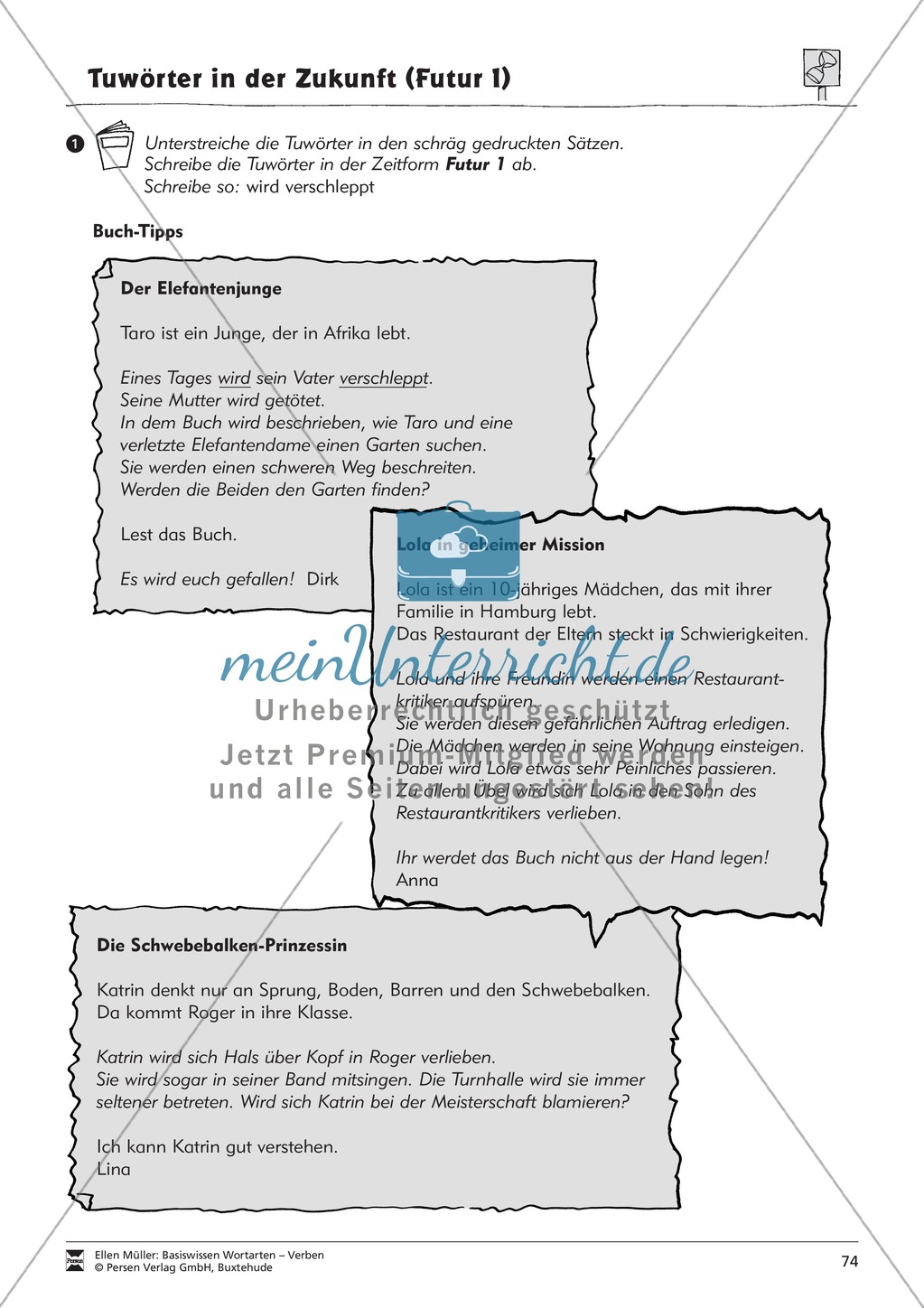 Tuwörter in der Zukunft: Arbeitsblätter und Test Preview 10