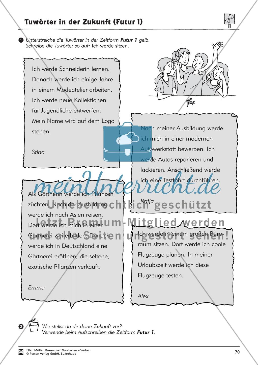 Tuwörter in der Zukunft: Arbeitsblätter und Test Preview 6