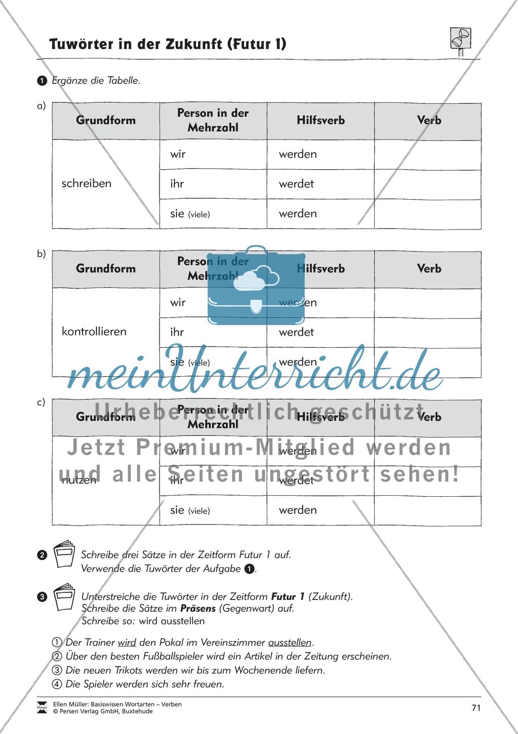 Tuwörter in der Zukunft: Arbeitsblätter und Test Preview 7