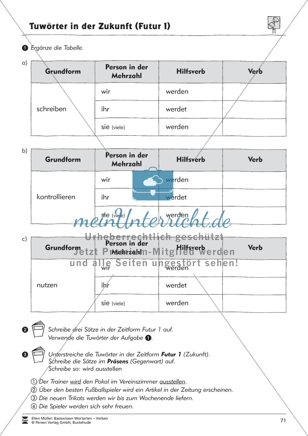 Tuwörter in der Zukunft: Arbeitsblätter und Test Preview 7