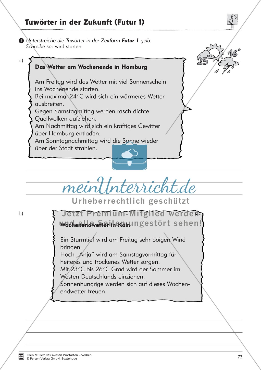Tuwörter in der Zukunft: Arbeitsblätter und Test Preview 9