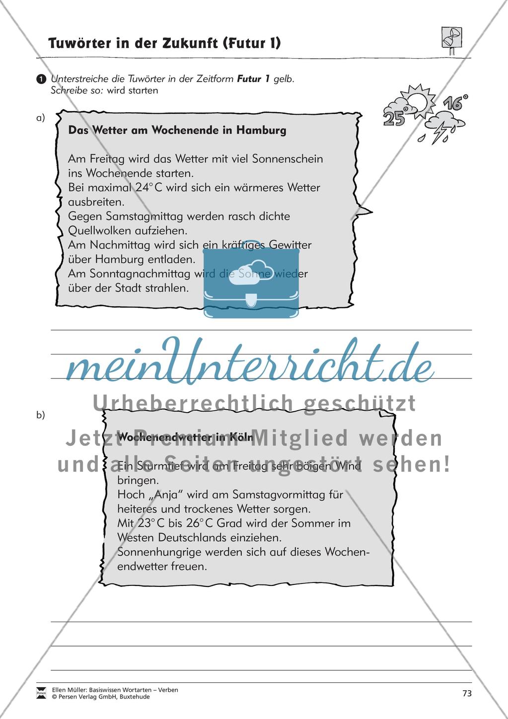 Tuwörter in der Zukunft: Arbeitsblätter und Test Preview 9