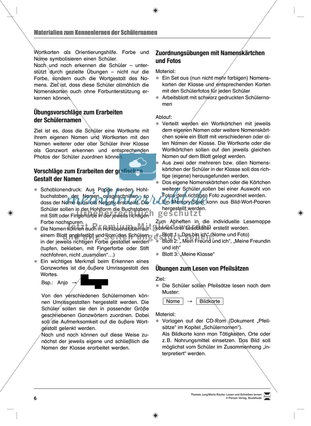 Lesen und Schreiben mit geistig behinderten Kindern Lernen: Namen merken Preview 2