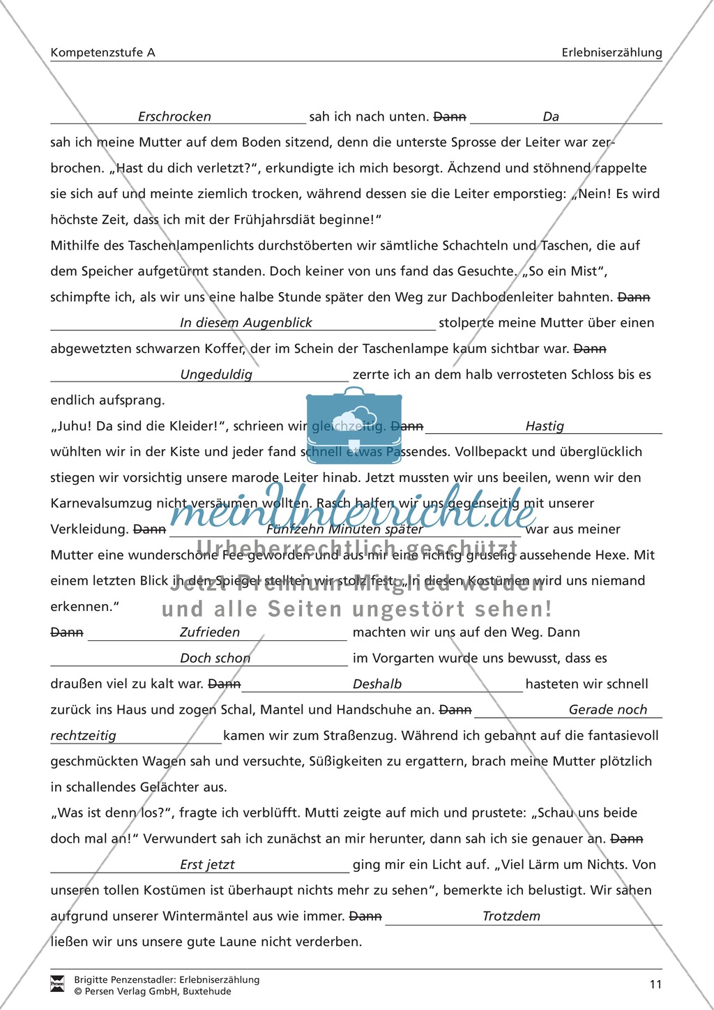 Eine Erlebniserzählung schreiben: Vom Wortfeld bis zur Erzählung (leichtes Niveau) Preview 10