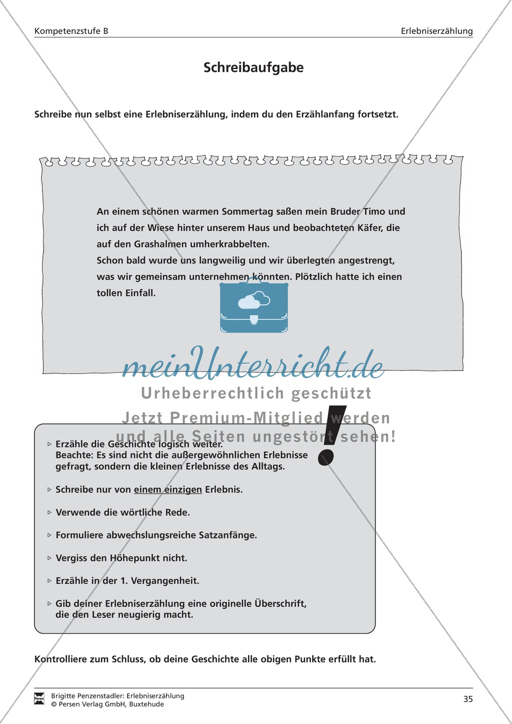 Eine Erlebniserzählung schreiben: Vom Wortfeld bis zur Erzählung (mittleres Niveau) Preview 16