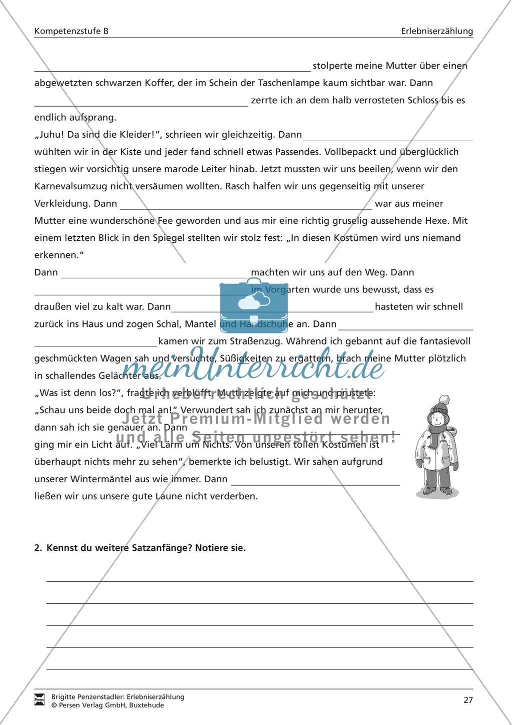 Eine Erlebniserzählung schreiben: Vom Wortfeld bis zur Erzählung (mittleres Niveau) Preview 8