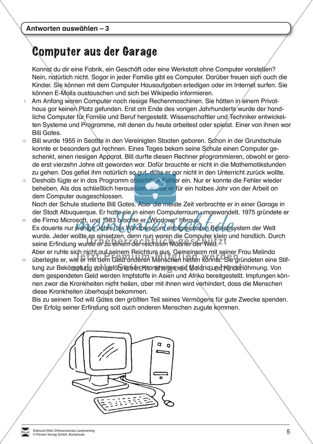 Lesetraining, Thema