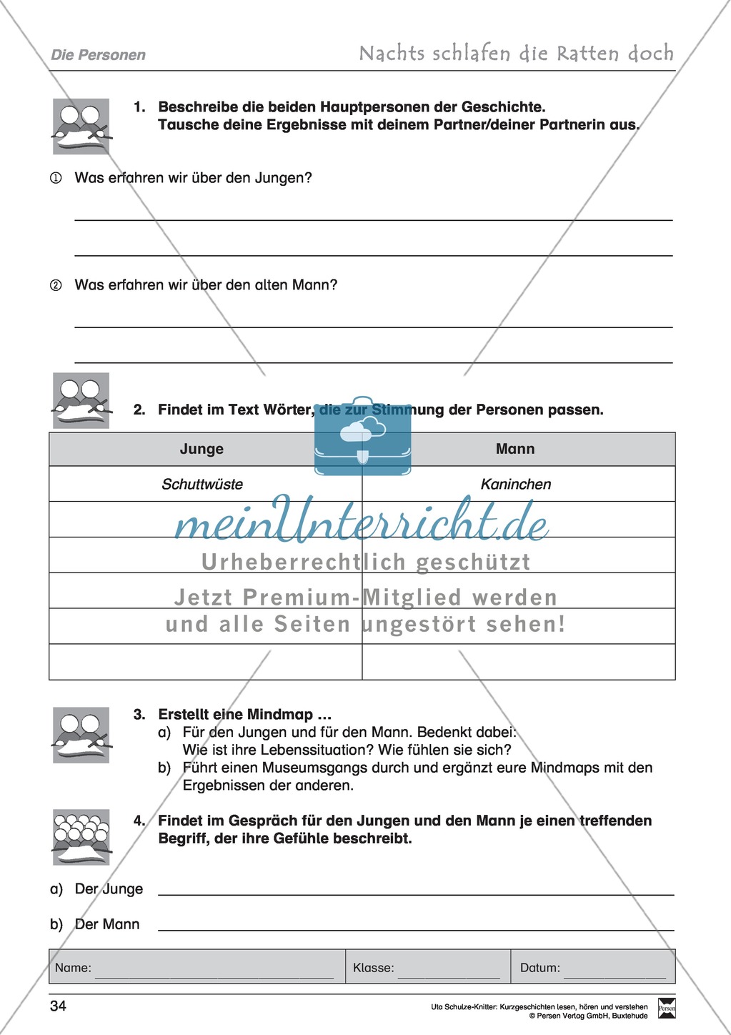 Kurzgeschichte "Nachts schlafen die Ratten doch": Text, Aufgaben, Lösung Preview 4