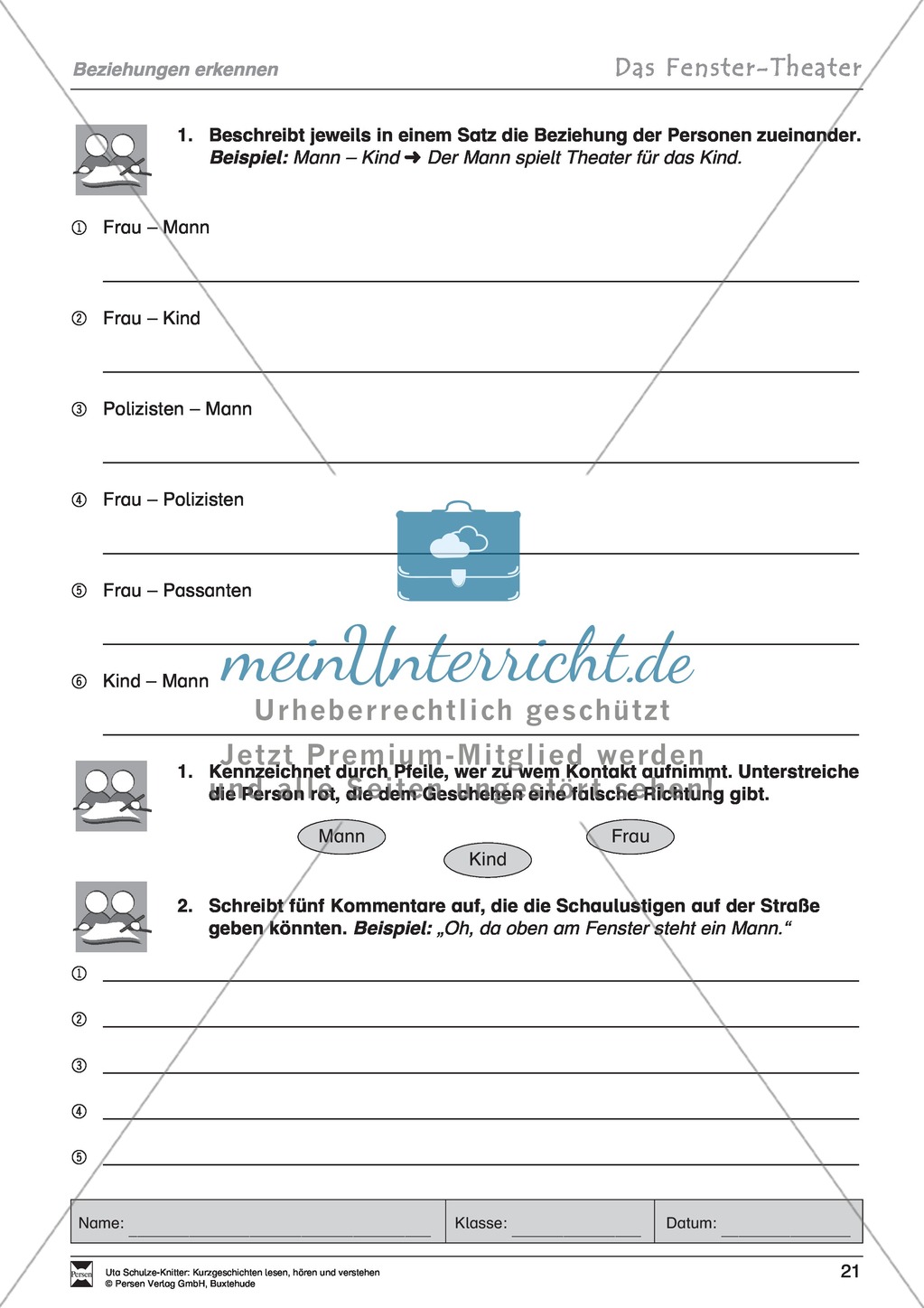 Kurzgeschichte "Das Fenster-Theater": Text, Aufgaben, Lösung Preview 5
